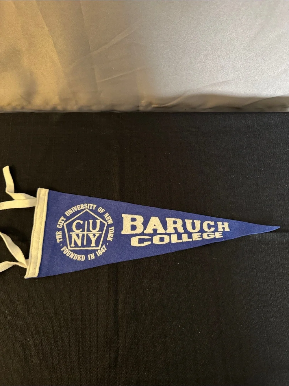 Source Unknown Blue and White Baruch College Felt Pennant